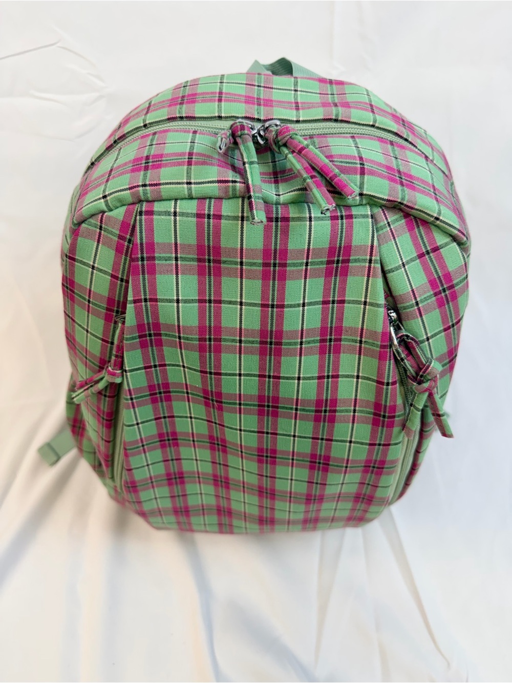 Plaid Green & Pink Girls Backpack NEW Without Tags